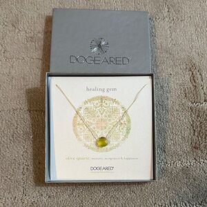Dogeared Olive Quartz Gem Necklace